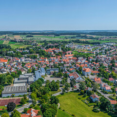 Fototapeta na wymiar Blick auf die Stadt Bad Schussenried in Oberschwaben im Sommer