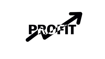 Profit growth emblem, black isolated silhouette