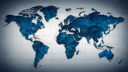 Fototapeta na wymiar Blue Map of the World