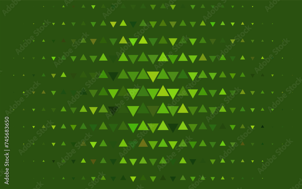 Poster light green vector backdrop with lines, triangles.