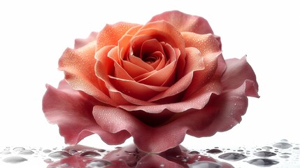 close up of a rose bud on a white background. Generative AI