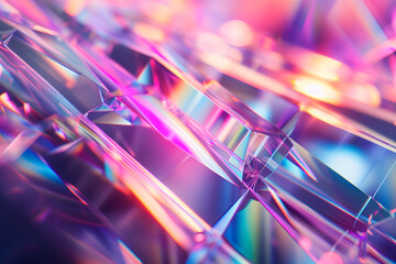 abstract background of glass crystals with bright pastel colorful light