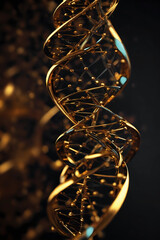 Golden DNA molecule close up
