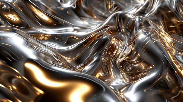 shiny quicksilver mercury metal waves background and wallpaper