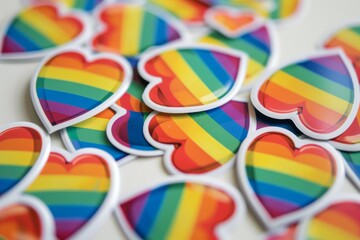 LGBTQ Sticker amour sticker design. Rainbow lgbtq pride sticker for occasion motive crush diversity Flag illustration. Colored lgbt parade lgbtq visibility. Gender speech propulsion - obrazy, fototapety, plakaty