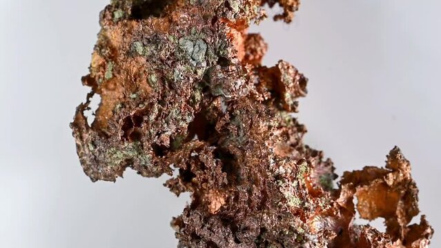 Native copper - copper metal naturally occurring in almost pure form rather than as an ore