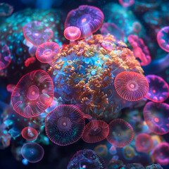 Fototapeta na wymiar Close-Up of a Bunch of Jellyfish