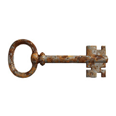 rusty key isolated on transparent background, png
