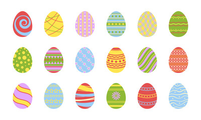 Vector set of Easter eggs isolated on white background