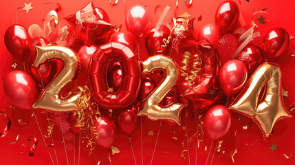 New Year's Eve celebration. Balloon decor in 2024.