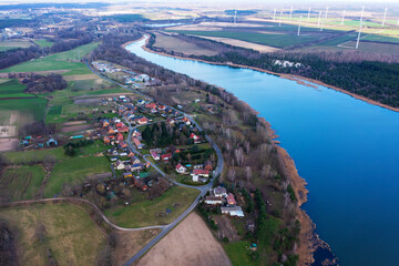 Luftbildaufnahme eines Dorfes in Deutschland 