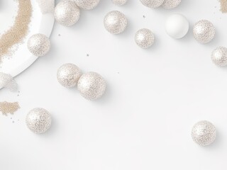 Beautiful white background with round and sparkly objects in a free photo