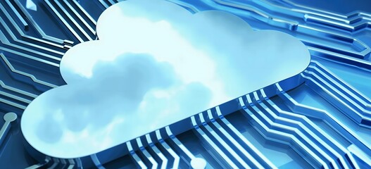 Darstellung einer digitalen Wolke, Cloudnetzwerk, Konzept Digitalisierung und Cloud Computing - obrazy, fototapety, plakaty