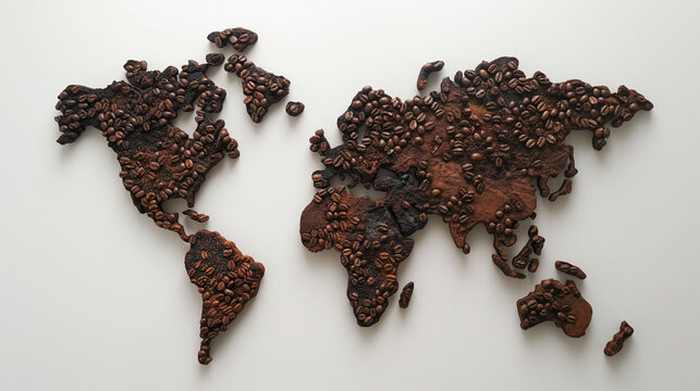 World Map Crafted From Coffee Beans