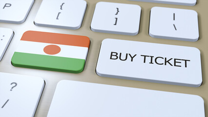 Niger National Flag and Button with Text Buy Ticket. 3D Illustration Concept
