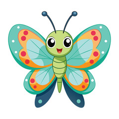 Vector of cartoon butterfly illustration on white