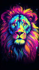 Lion head with colorful gradient effect