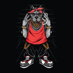 dog cartoon with hiphop outfit