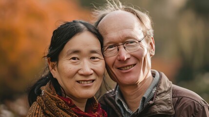Fototapeta premium Happy married couple smiling looking at camera