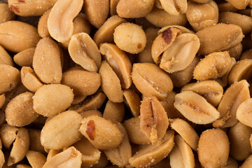 large amount of peeled salted peanuts
