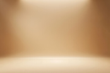 Empty brown cream wall studio background. Used for presenting cosmetic nature products for sale online - obrazy, fototapety, plakaty