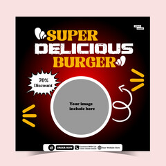 burger food design and social media post template