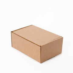 closed corton box on white background