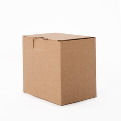 closed corton box on white background