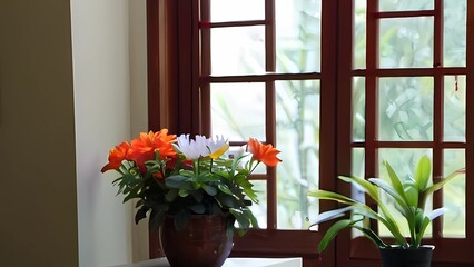 flowers in a window
