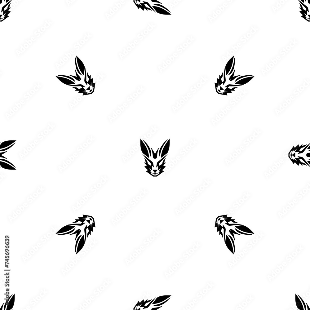 Poster seamless pattern of repeated black hare's head symbols. elements are evenly spaced and some are rota
