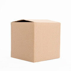 closed corton box on white background