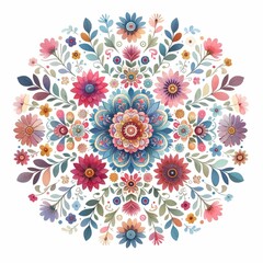 Fototapeta na wymiar Floral mandalas. watercolor illustration, Mandala with floral patterns. Yoga template.