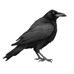 Naklejka premium An illustration of a black bird seen from the side