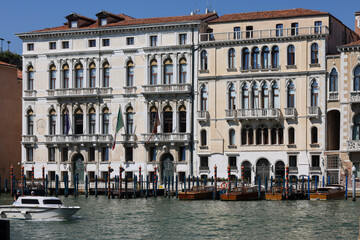  View from Punta della Dogana of the palaces and beautiful houses along the Grand Canal in the San Marco district of Venice