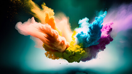 Explosion of colored powder 