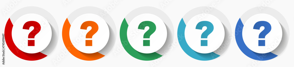 Poster question mark vector icon set, flat icons for logo design, webdesign and mobile applications, colorf