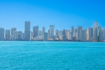 Fototapeta premium Architecture of the city of Miami view frome the south channel
