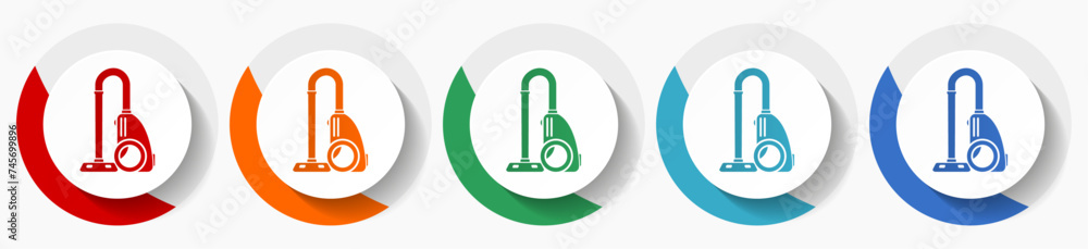 Poster vacuum cleaner vector icon set, flat icons for logo design, webdesign and mobile applications, color
