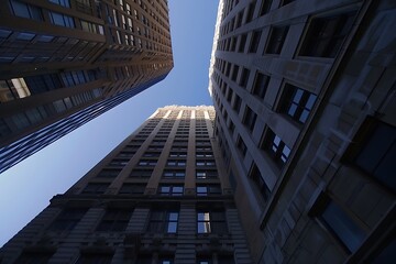 Fototapeta na wymiar Downtown Horizon: Showcasing the Horizon of an Office Building from Below