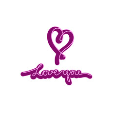 Love you inscription and heart, continuous line drawing, hand lettering small tattoo, print for clothes, t-shirt, emblem, logo design, one single line on a white background, isolated vector.