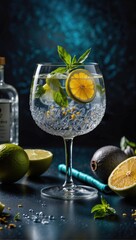 Perfectly prepared gin and tonic crafted in molecular kitchen style, Digital Art
