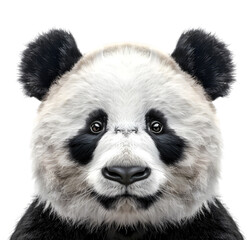 Portrait of a panda bear. Cute giant panda on a white background.	