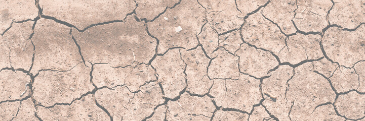 Texture of cracked dried soil. Dry ground with cracks. Brown rough surface of the soil during...