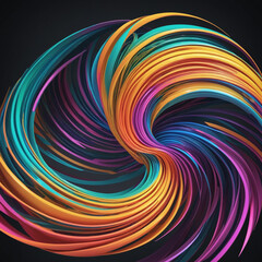 a swirl of vibrant neon colors abstract shape, 3d render style, isolated on a transparent background