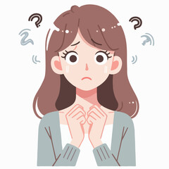 flat design illustration of a surprised and confused girl expression