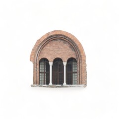Vintage triple arch window on white wall