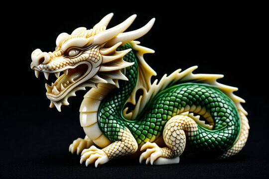 Ivory Dragon netsuke. Digital illustration.