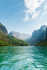 Ha Giang landscape with Nho Que river between mountains in Ha Giang , Vietnam, a popular tourist destination in Vietnam