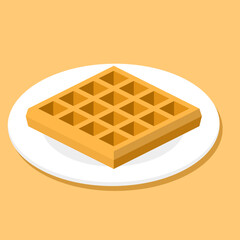 Belgian waffle, isometric flat vector illustration