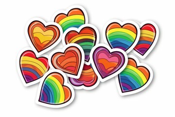 LGBTQ Sticker love perseverance design. Rainbow gregarious sticker motive love empathy diversity Flag illustration. Colored lgbt parade lgbtq+ inclusion. Gender speech romeo and juliet - obrazy, fototapety, plakaty